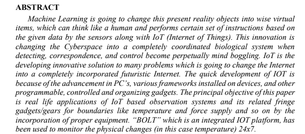 MACHINE LEARNING AND ITS APPLICATION IN TEMPERATURE MONITORING